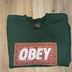 Obey Men's Dark Green Crewneck Sweater